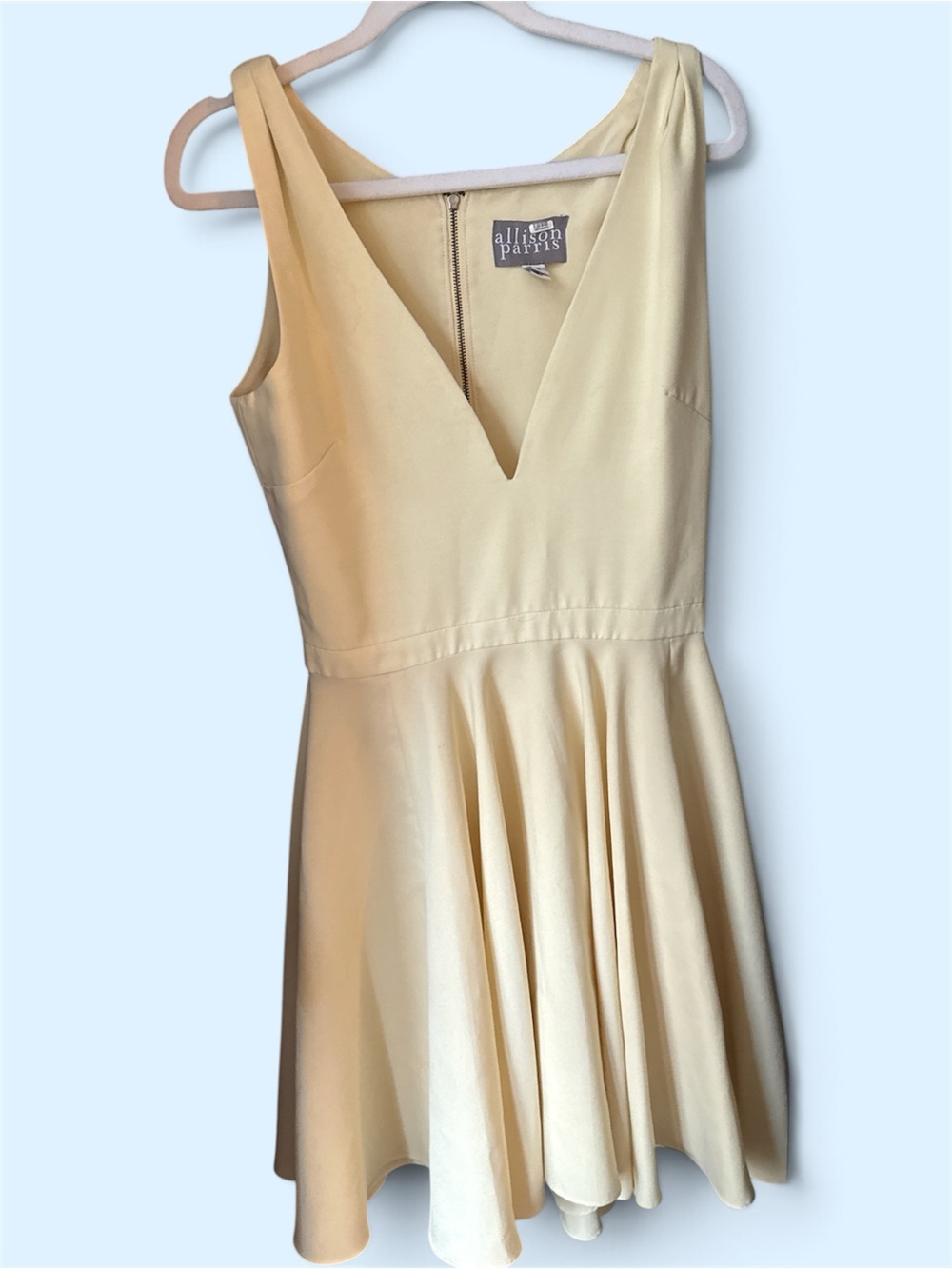 Pale Yellow V-Neck Mini Dress